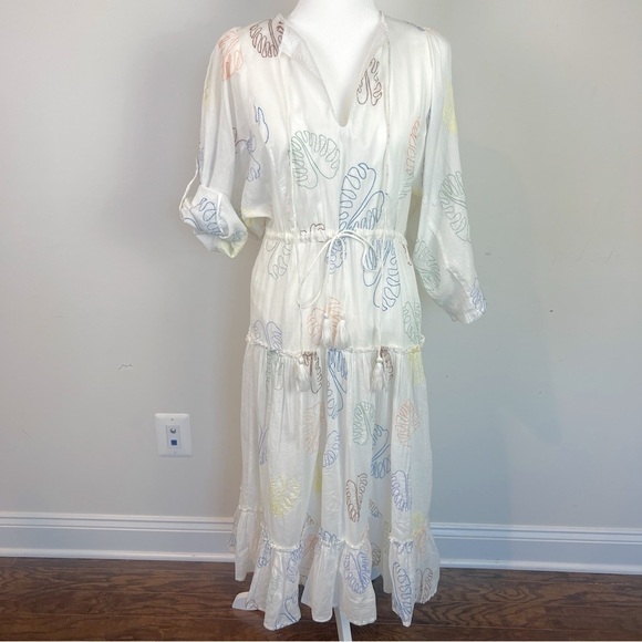 New Raga from Anthro White Embroidered Palm Dress size XS - Picture 2 of 9